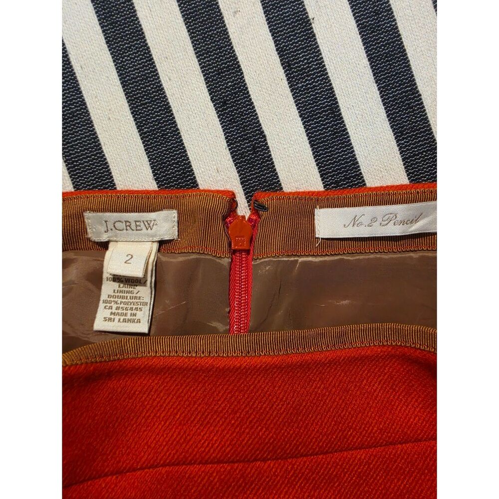 J.Crew Orange Wool Pencil Skirt 2